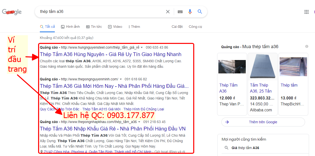 quảng cáo google top 1