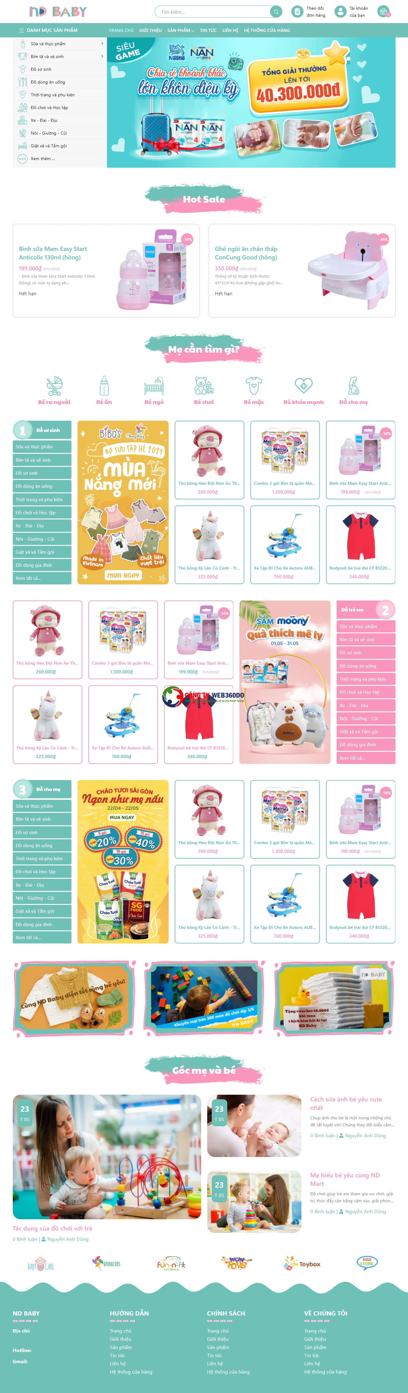 Thiết kế Website bán hàng cho mẹ và bé Baby thu hút