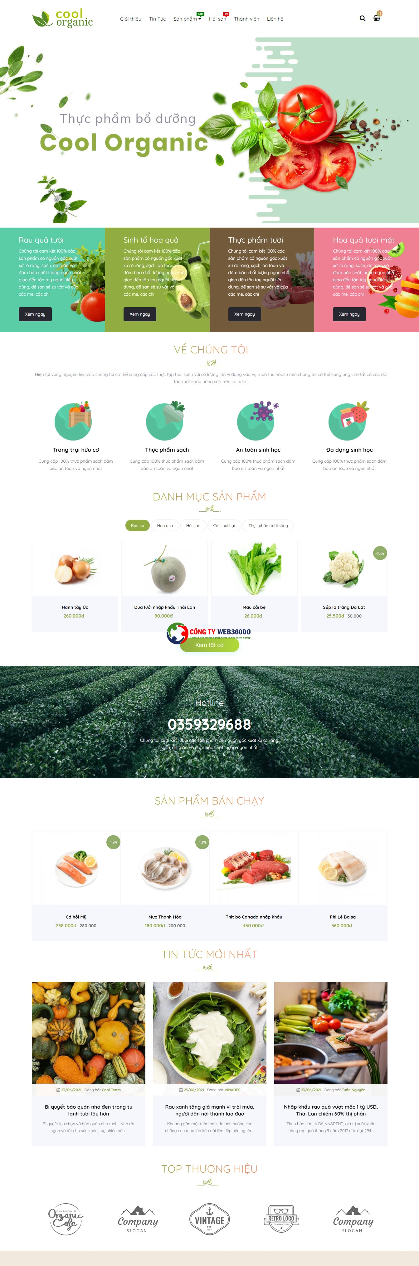 Thiết kế Website Thực phẩm Dinh dưỡng