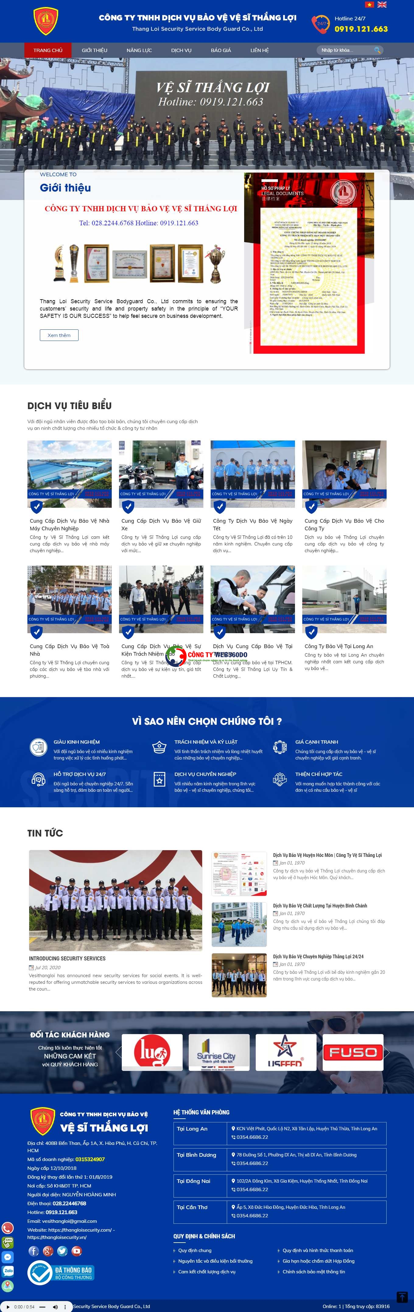 Thiết kế website dịch vụ bảo vệ