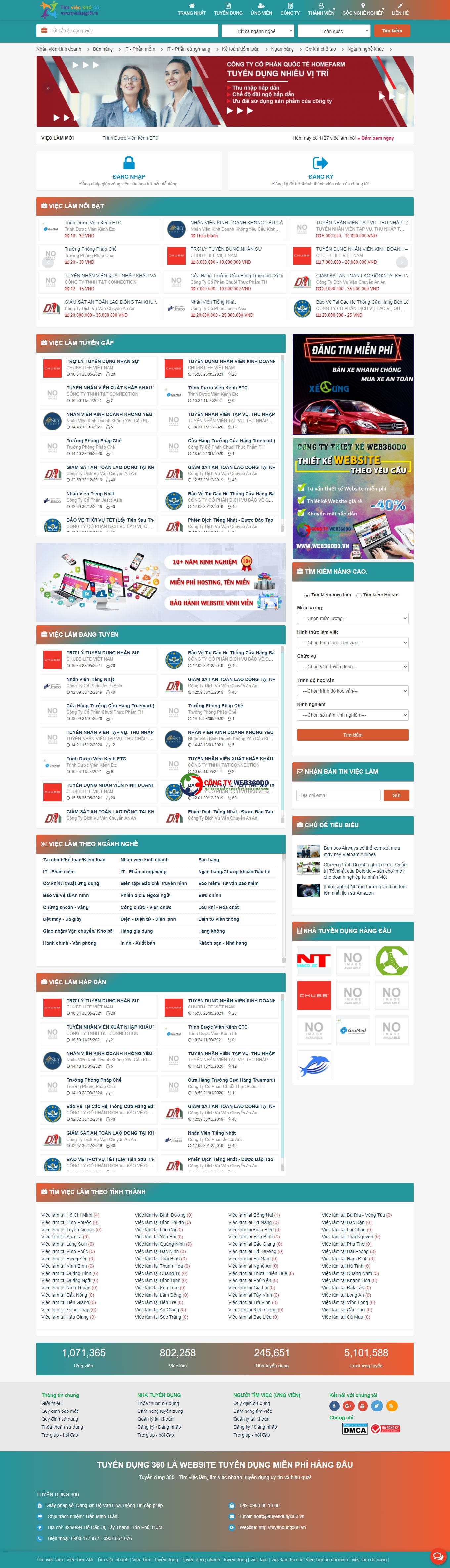 Thiết kế website việc làm nhanh