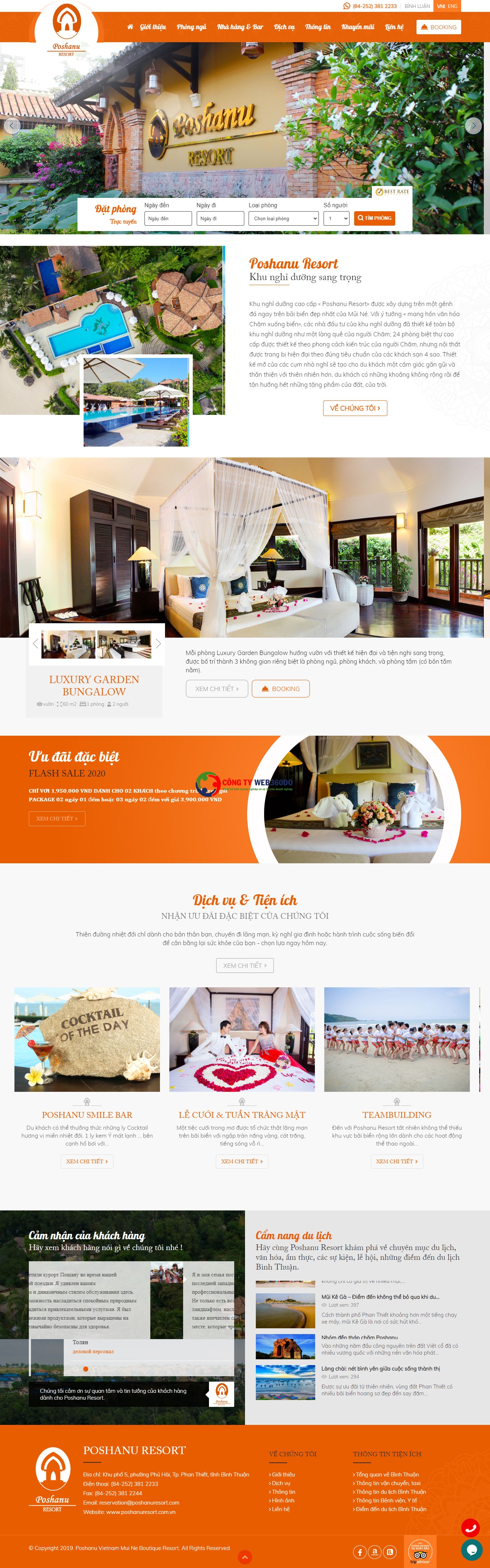 Thiết kế website Poshanu Resort