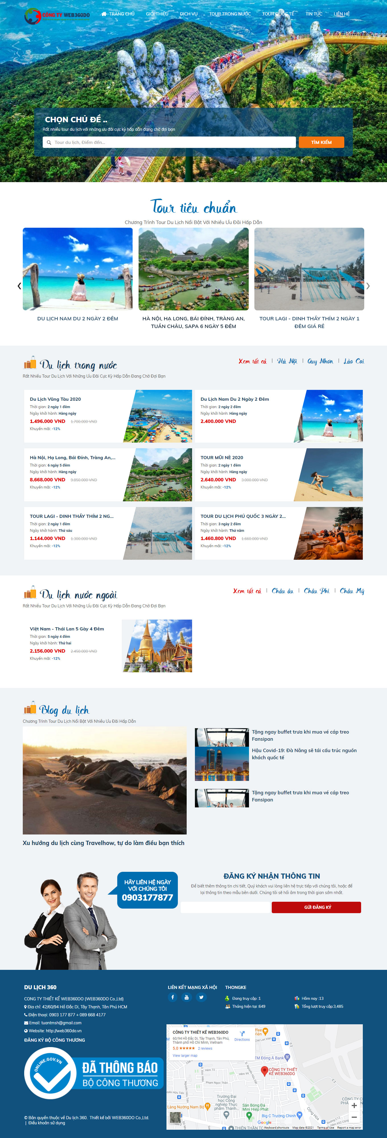 Website Travel, web du lịch, web bán tour