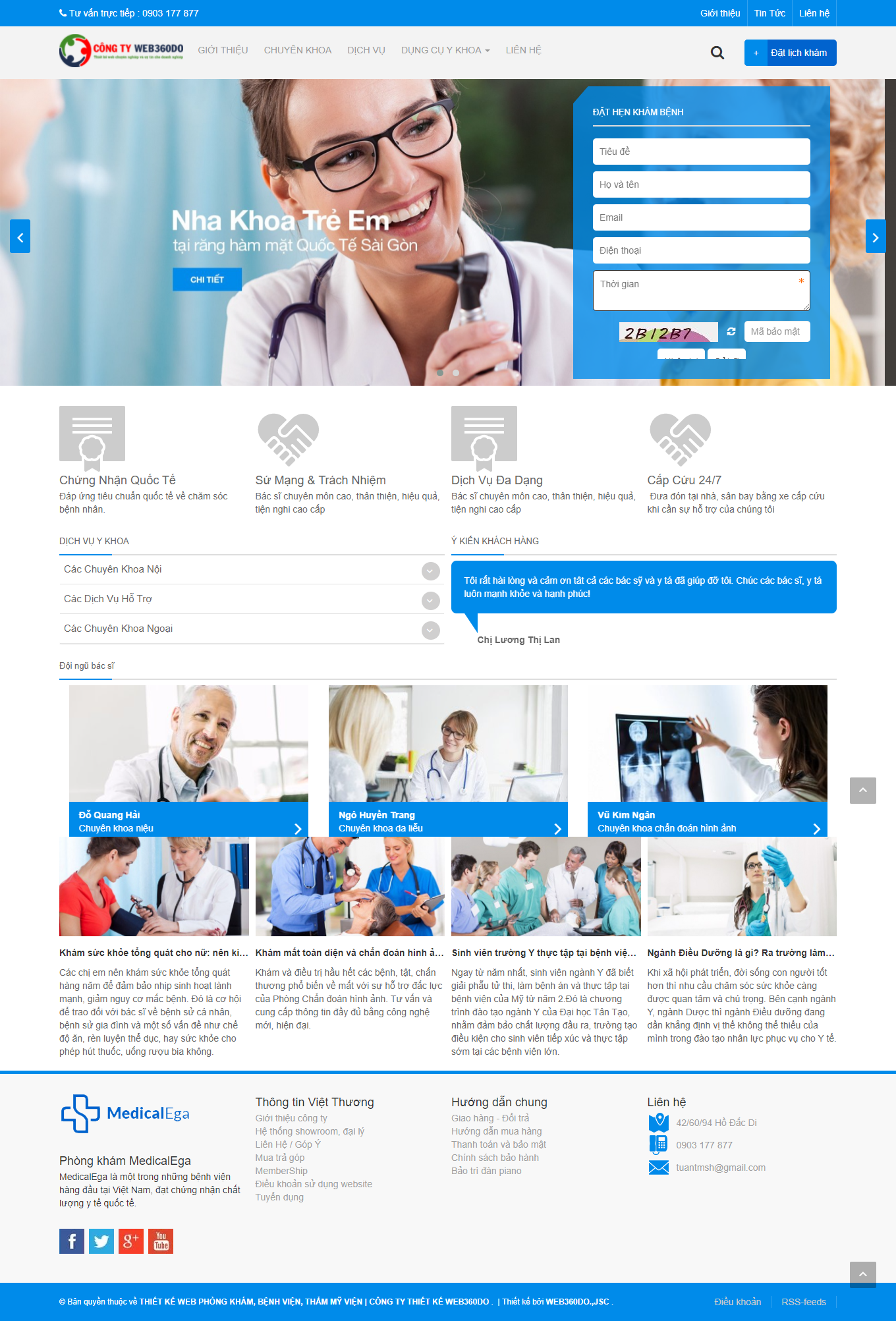 Thiết kế Website phòng khám nha khoa medical Ega