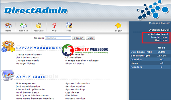 Chọn php version trong DirectAdmin