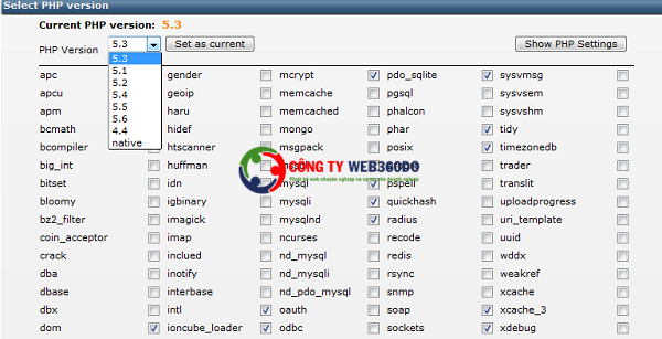 huong dan select php version trong directadmin 1