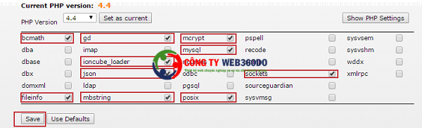 huong dan select php version trong directadmin 4