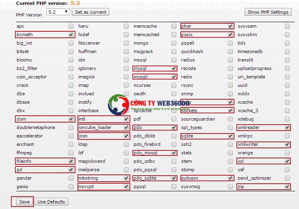 huong dan select php version trong directadmin 6