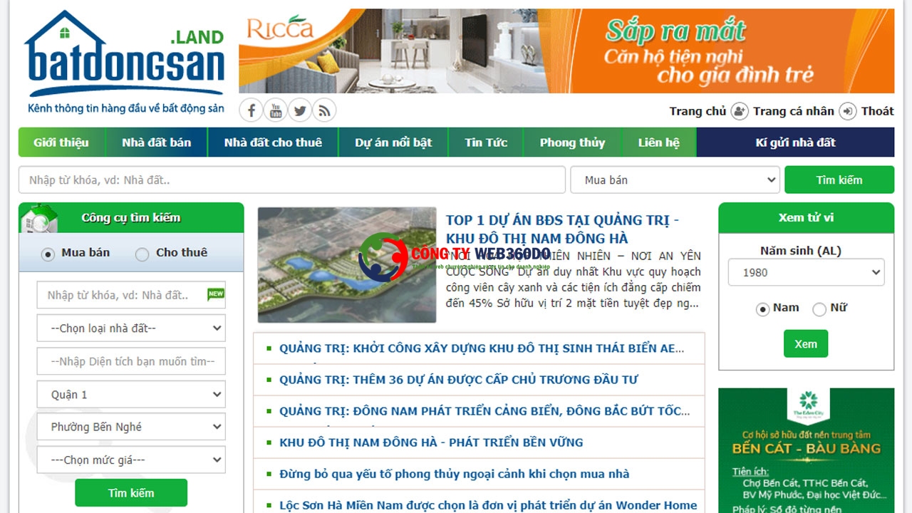 Thiết kế Web bất động sản chuyên nghiệp Web360do vn
