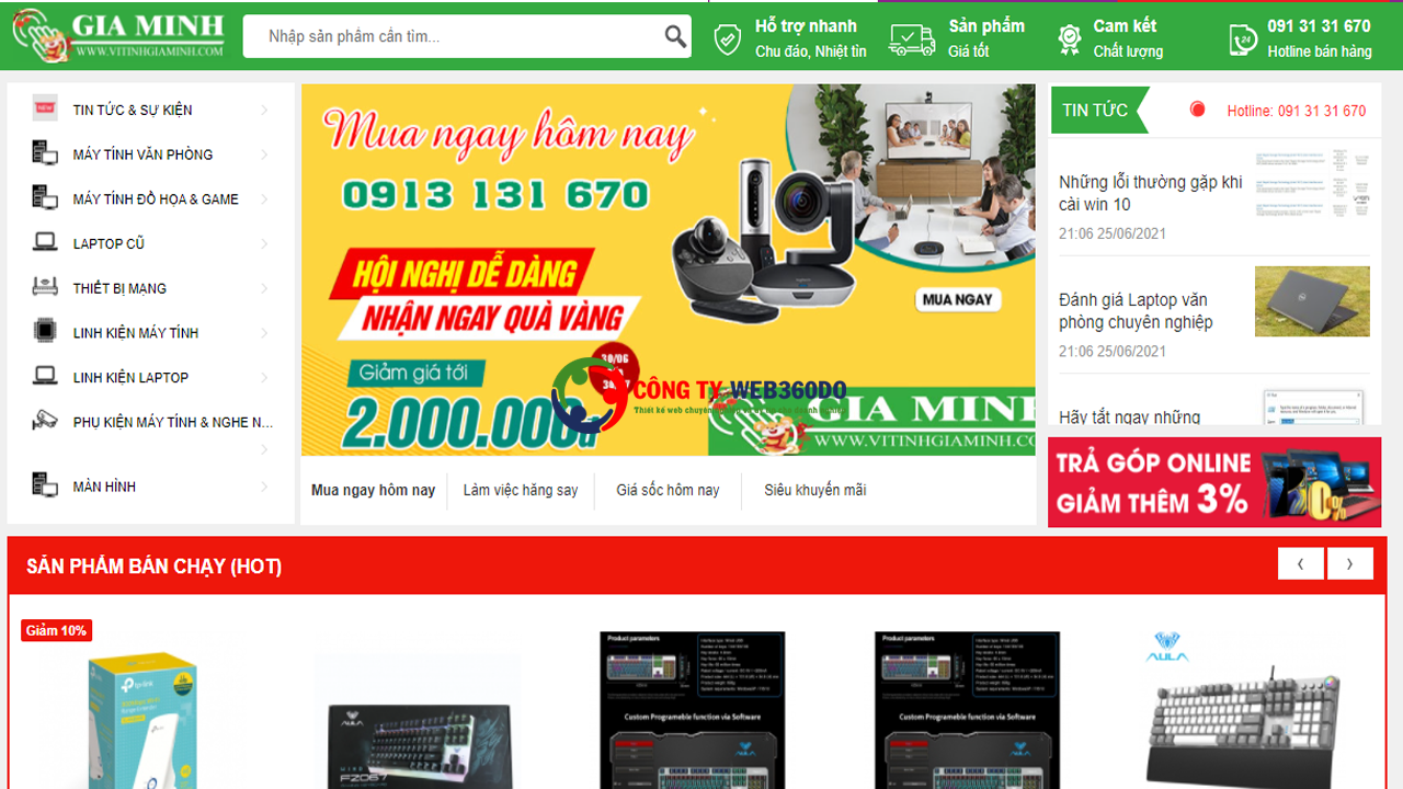 Thiết kế web máy tính, lapop Web360do vn
