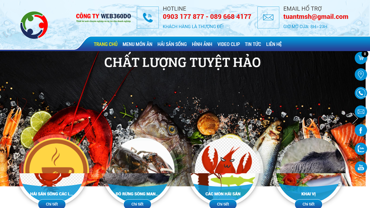 Thiết kế website bán hải sản Web360do vn