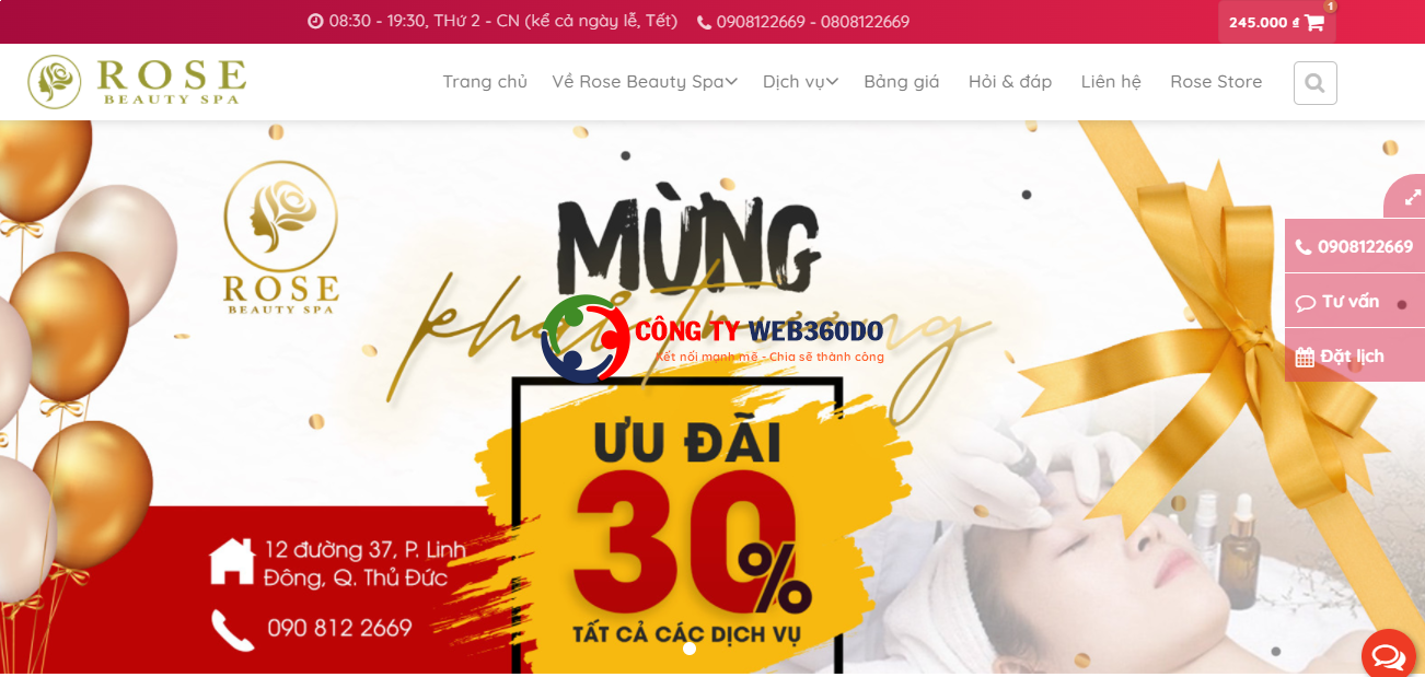 Thiết kế website spa, thẩm mỹ viện