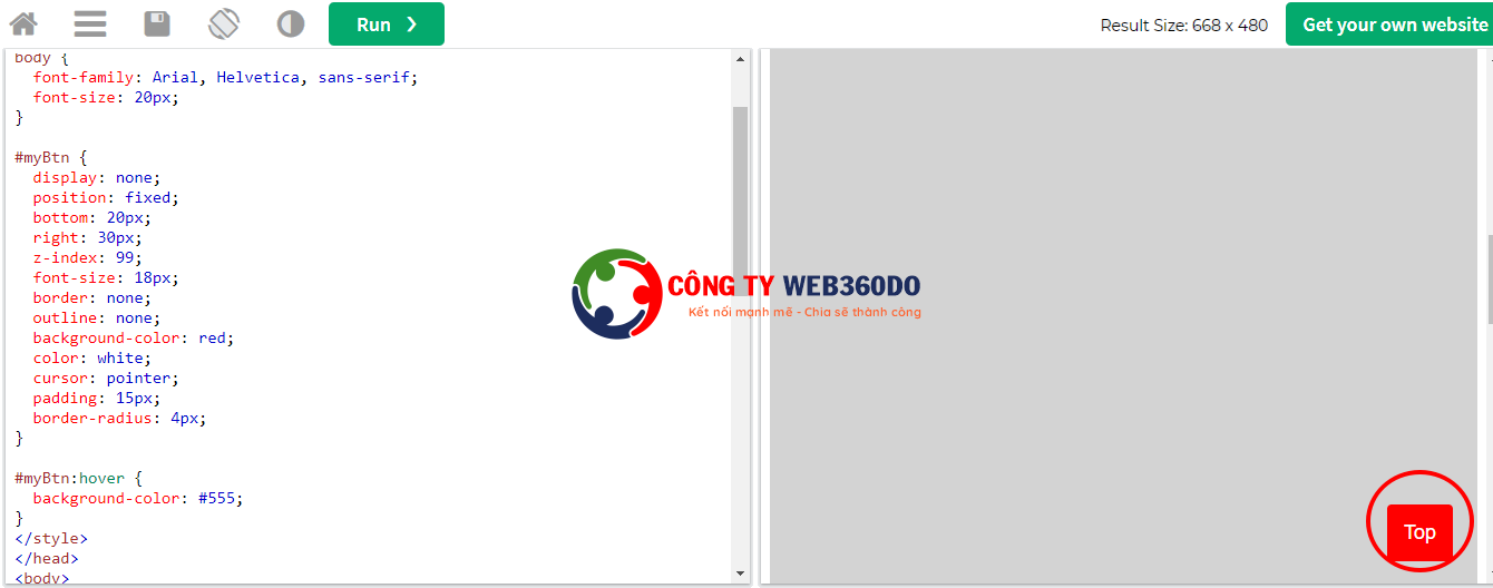 Tạo nút Scroll Back To Top cho website